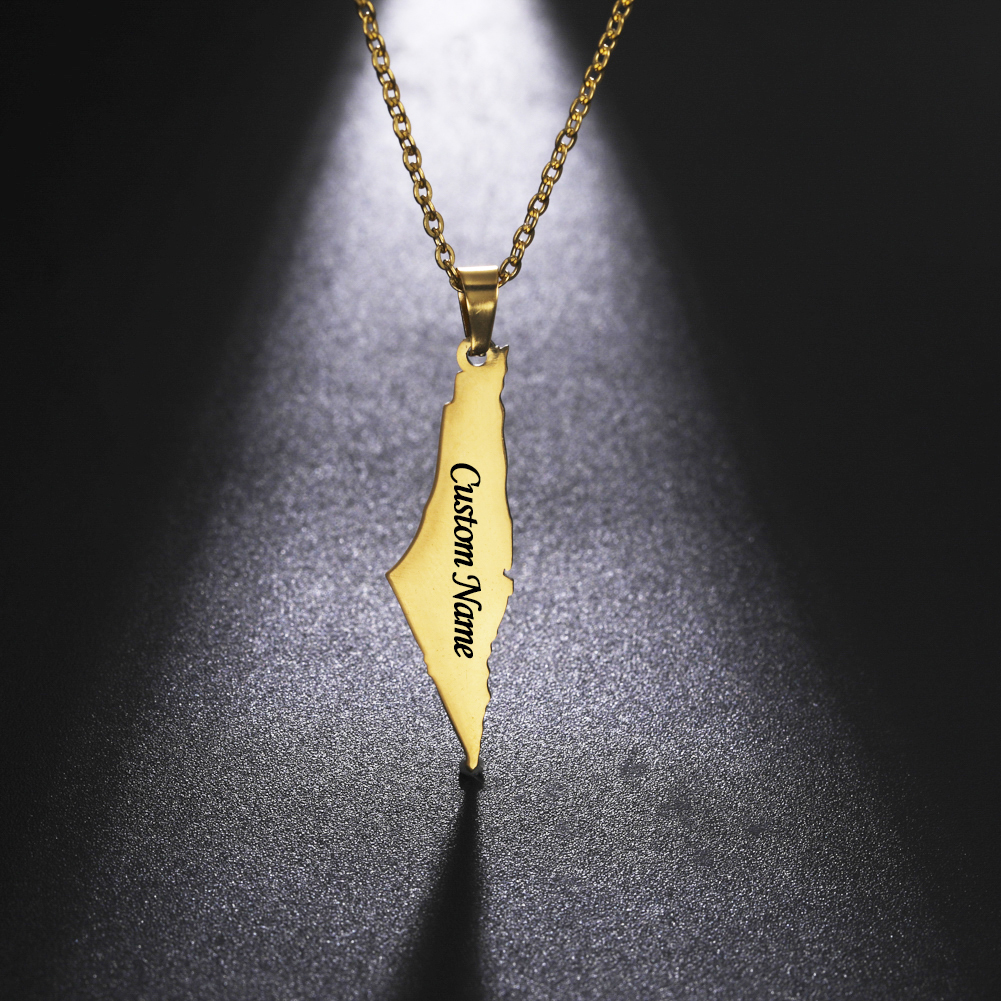 Ethnic Fashion For Men - Sipuris Israel Map Custom Name Necklace