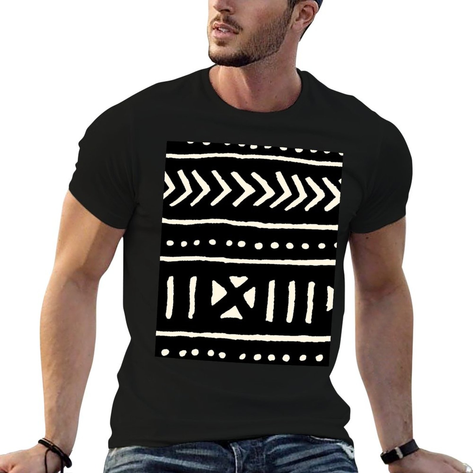 Mudcloth Print Top - african mud cloth black and white