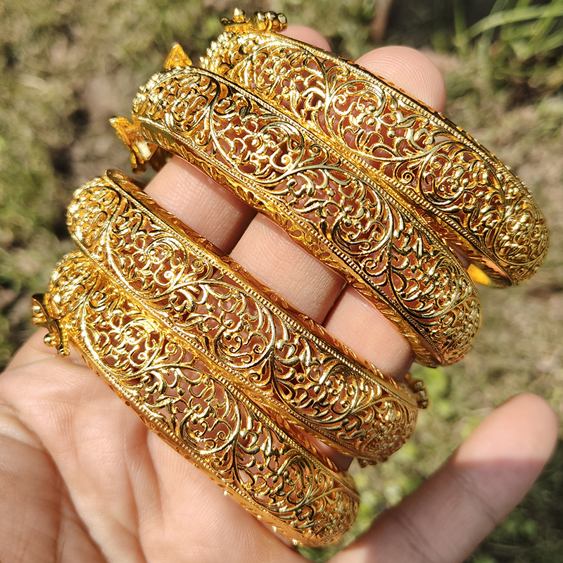 Ethnic Fashion Dubai - 24K Ethnic Gold Color Dubai Bangles
