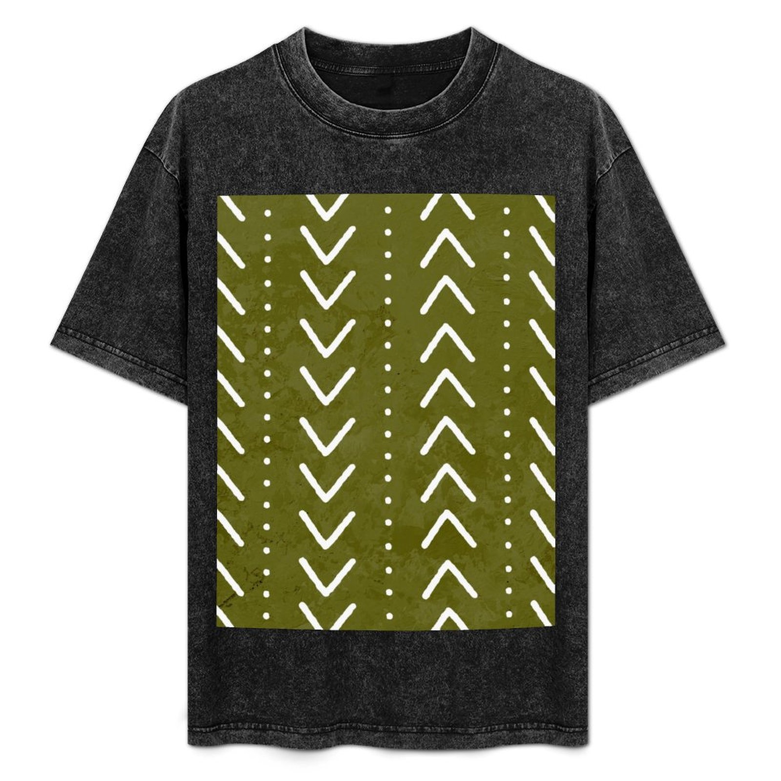 Mudcloth Print Top - Olive Green Mudcloth Arrows Pattern T-Shirt