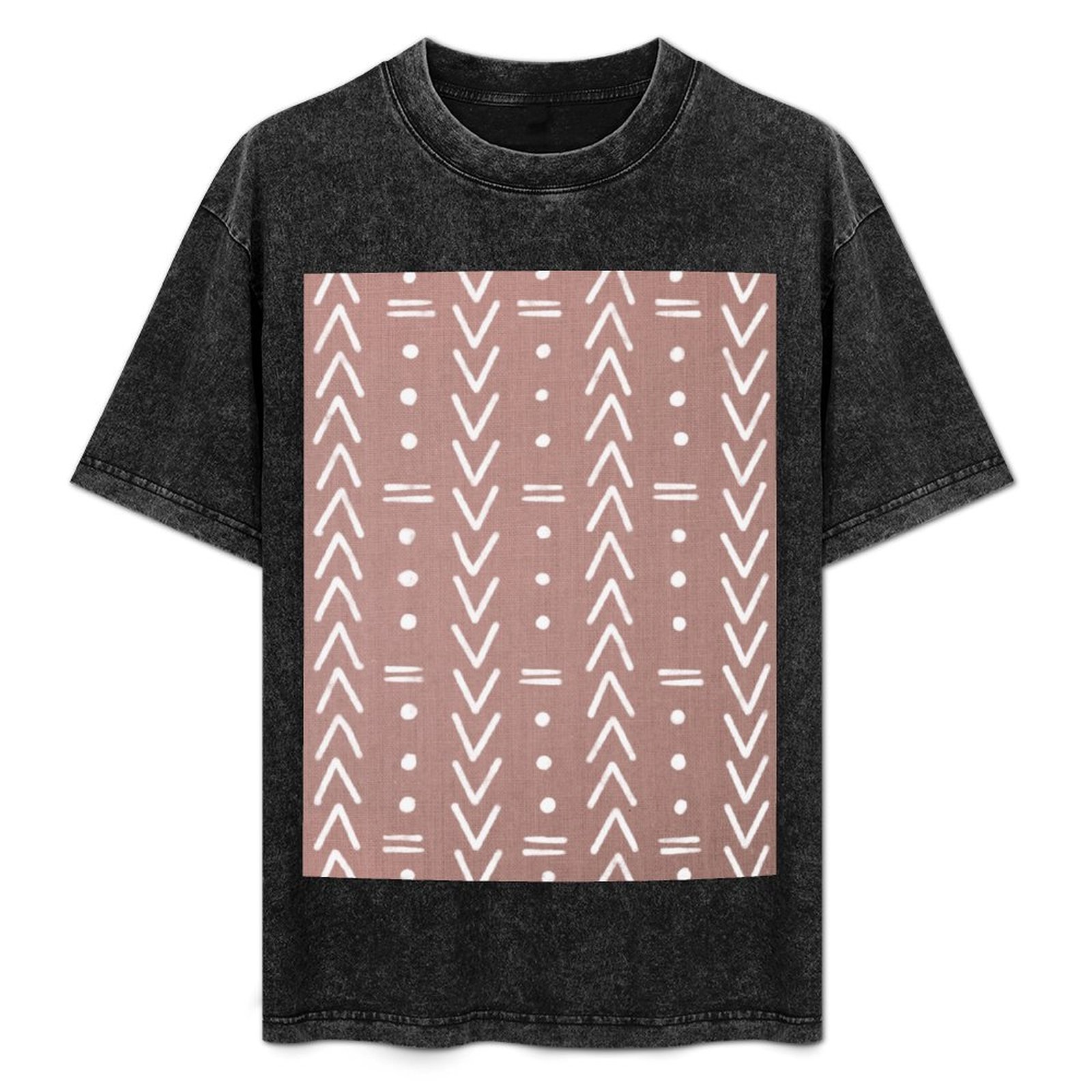 Mudcloth Print Top - Mudcloth White Geometric Shapes in Blush