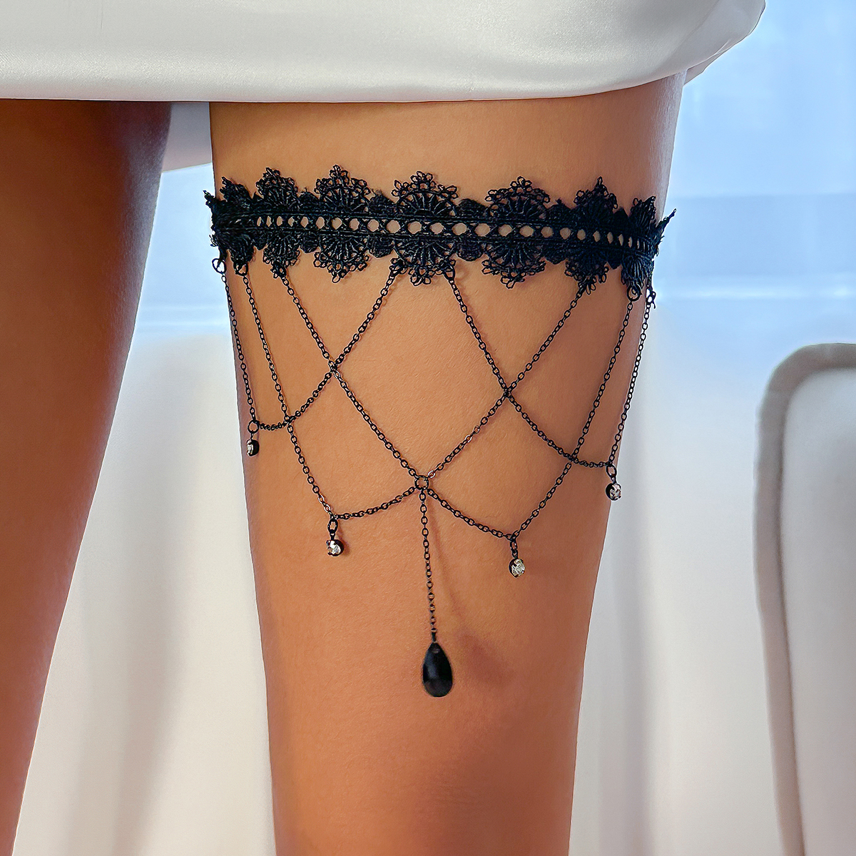 Ethnic Fashion Jewellery - Ingemark Boho Elastic Band Black Lace