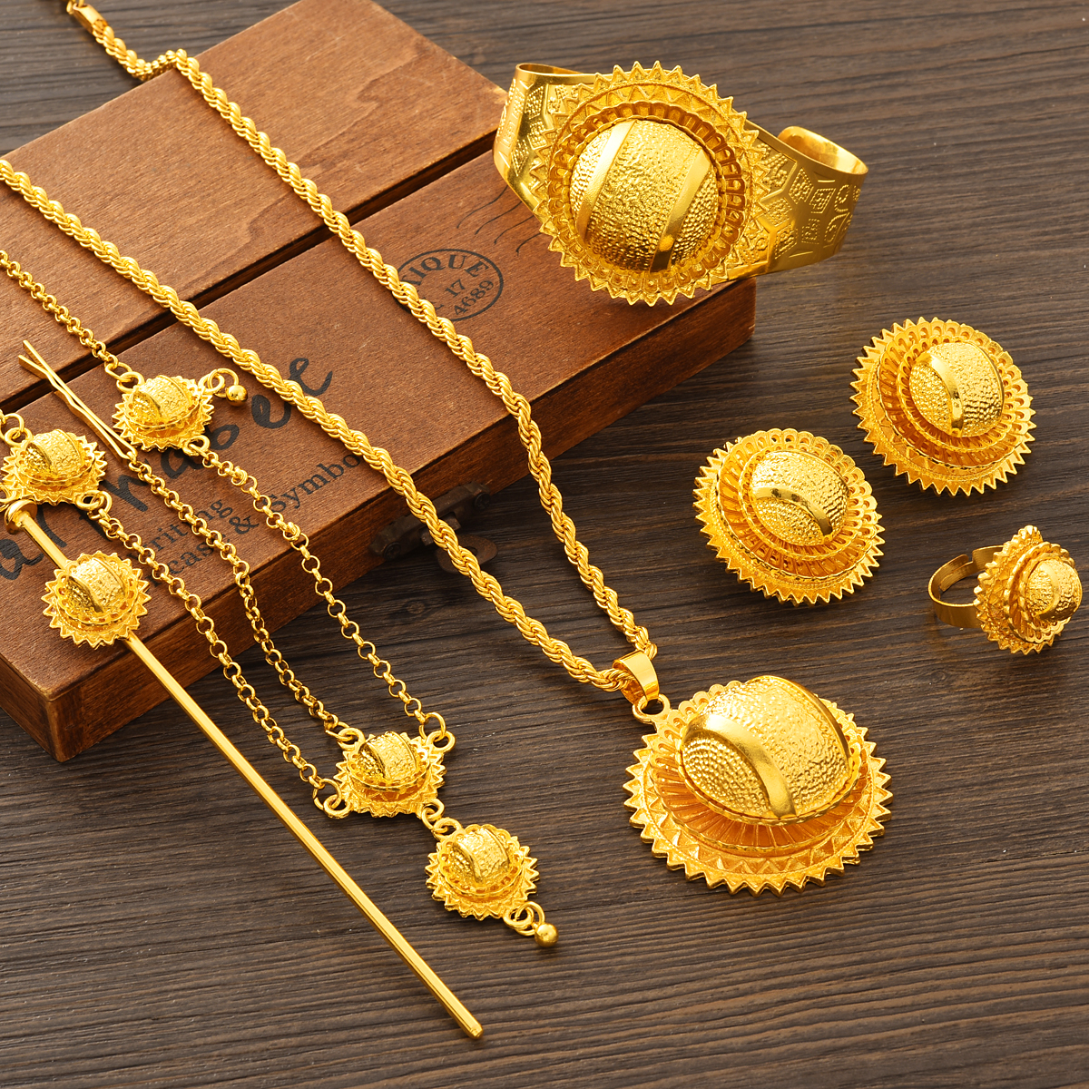 6pcs/set New Dubai 24K Gold Pl - Ethnic Fashion Dubai recensie en prijs