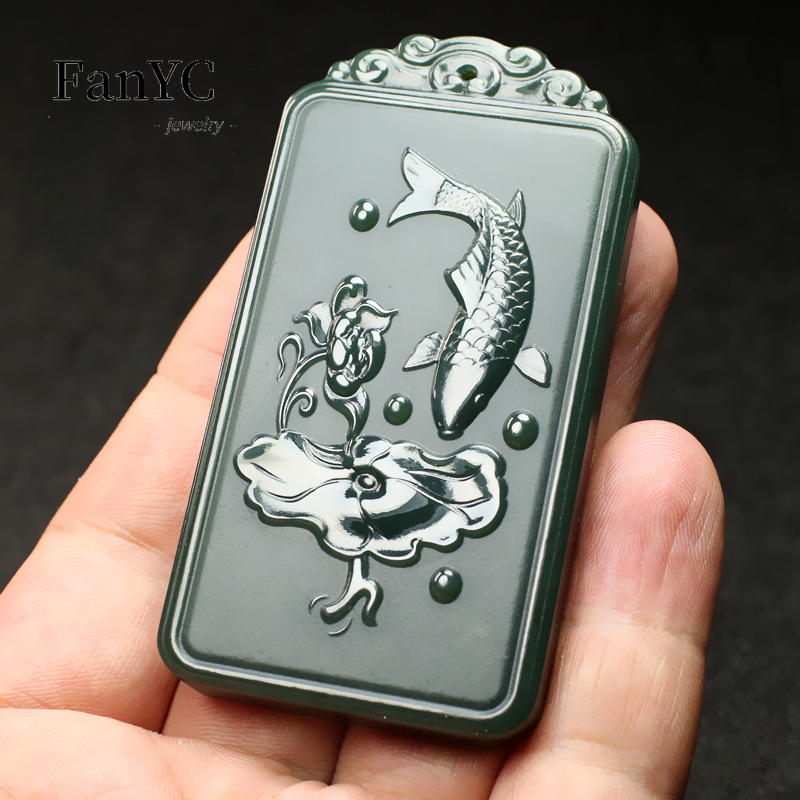 Natural Hetian Jade Qingyu Gua - Ethnic Fashion For Men recensie en prijs