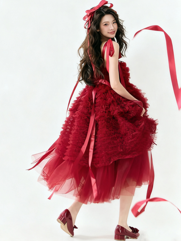 Red Tulle Skirt Artistic Birth - Ethnic Fashion Studio recensie en prijs
