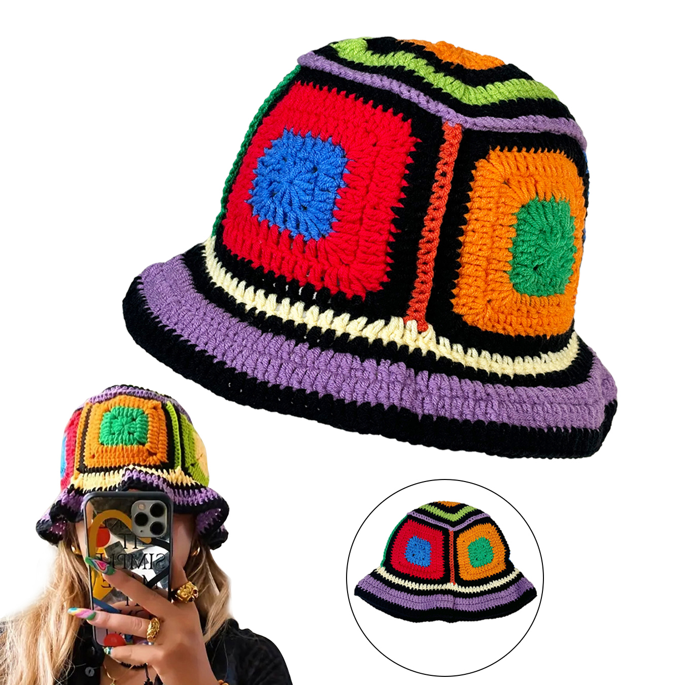 Purple-Edged Zuma Hat, Hand-Kn - Ethnic Wear Fashion Designer recensie en prijs